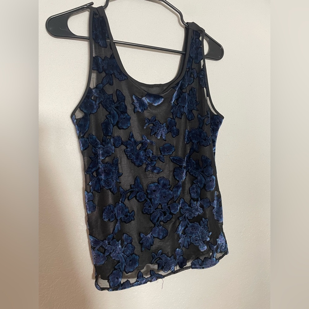 Sheer 90s blue velvet tank top